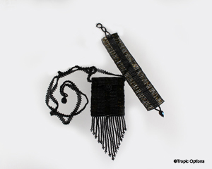Lucy Amulet Bag/Bracelet Set - Black/Taupe